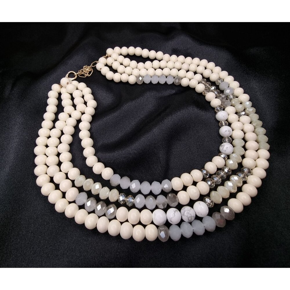 Susan Graver Multi-Strand Wooden Statement Necklace With Gold-Tone Clasp